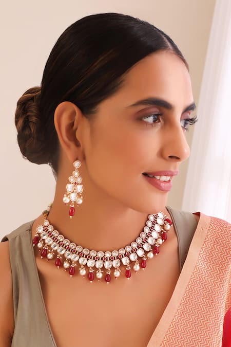 Swabhimann Stone Embellished Choker Necklace Set 