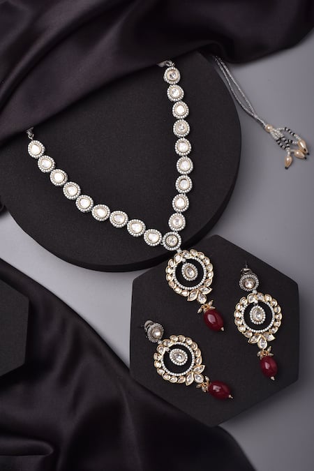 Swabhimann Polki Embellished Pendant Necklace Set 