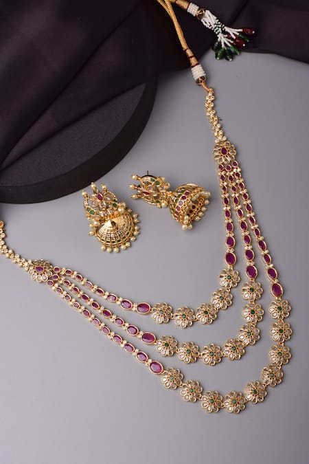 Swabhimann Jadau Kundan Embellished Layered Necklace Set 