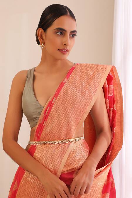 Buy_Swabhimann_White Pearl Embellished Waist Belt _Online_at_Aza_Fashions