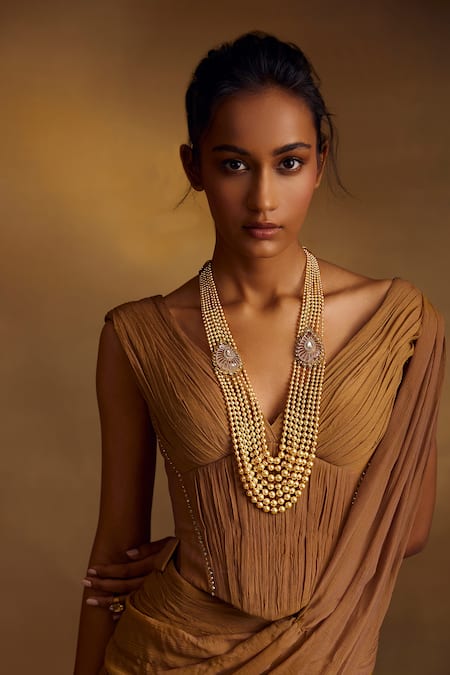 Tarun Tahiliani Swarovski Pearl Embellished Necklace 