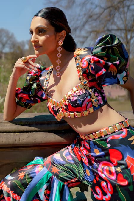 Papa Don't Preach Pret Tropical Quartz Printed Blouse & Pant Set 