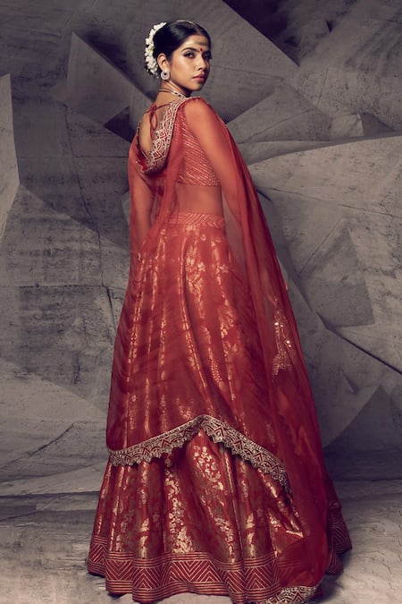 Archana Kochhar Woven Embroidered Bridal Lehenga Set 