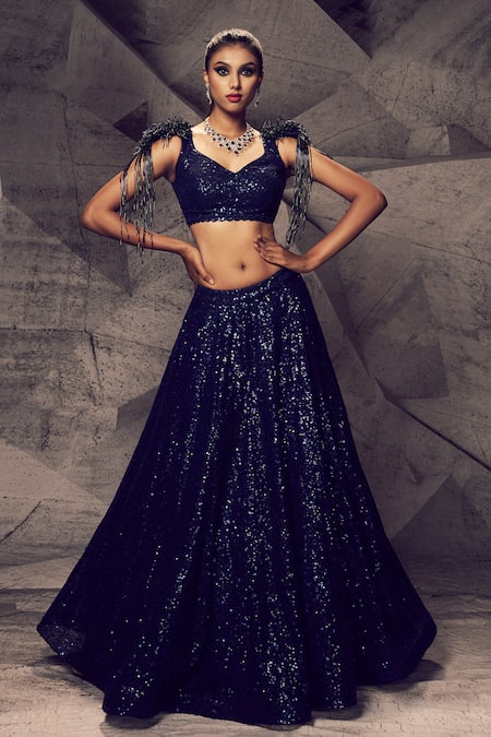 Archana Kochhar Sequins Embroidered Blouse & Lehenga Set 