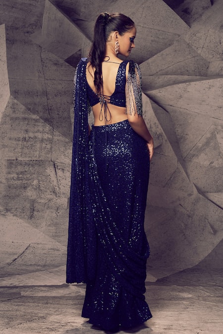 Archana Kochhar Shimmering Embellished Skirt Saree & Blouse Set 