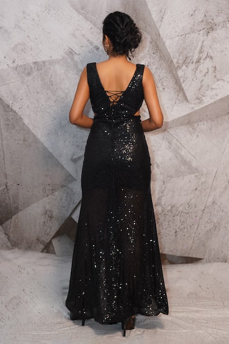 Archana Kochhar Quintessential Sequinned Front Slit Gown 