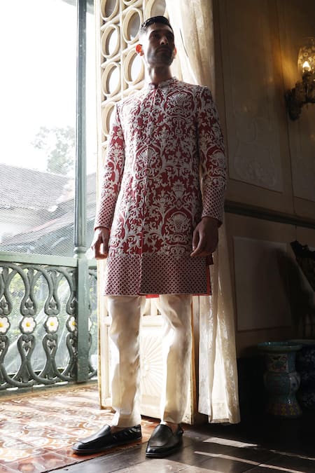 Mens hot sale floral sherwani