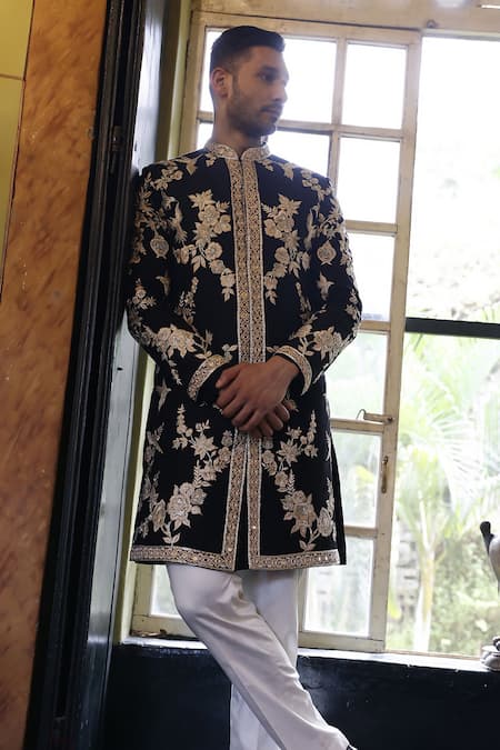 Vikram Phadnis Silk Resham Embroidered Sherwani Set 