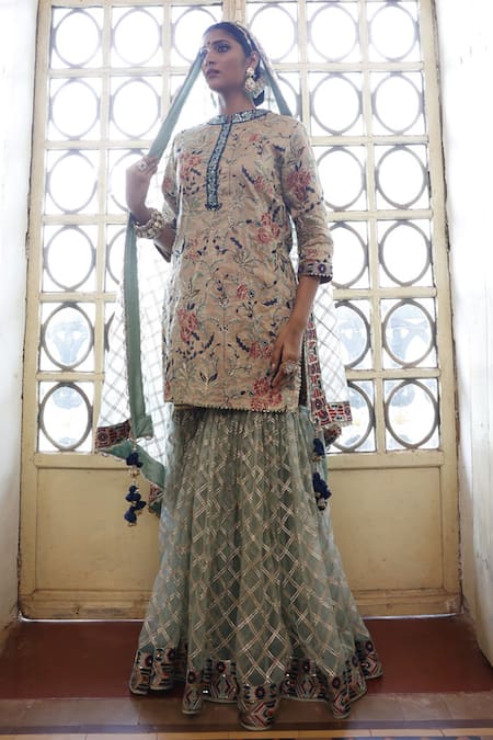 Vikram Phadnis Bloom Garden Embroidered Kurta Sharara Set 