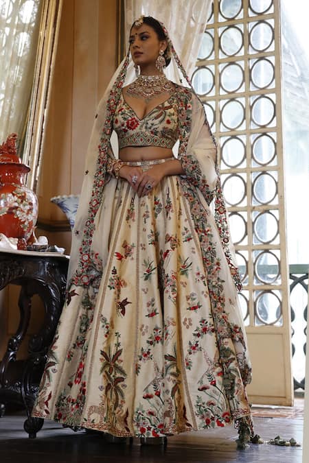 Vikram Phadnis Floral Embroidered 24 Kali Bridal Lehenga Set 