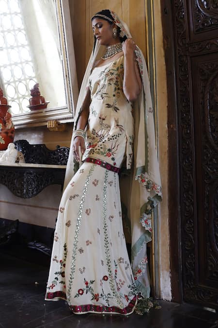 Vikram Phadnis Embroidered Peplum Kurta Sharara Set 