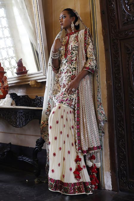 Vikram Phadnis Floral Embroidered Kurta Sharara Set 