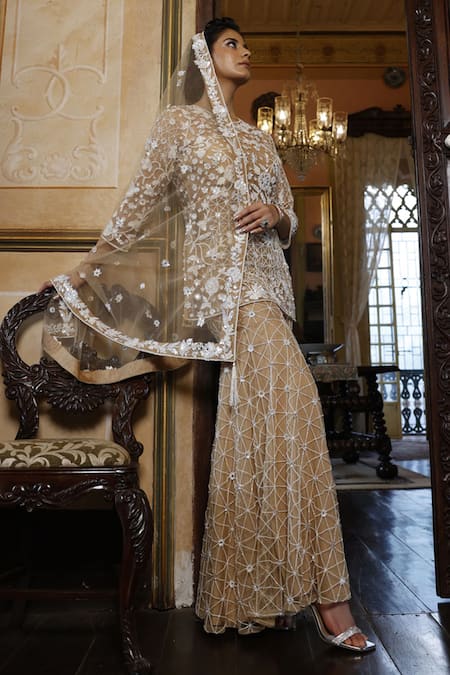 Vikram Phadnis Cutdana & Mirror Embroidered Kurta Sharara Set 