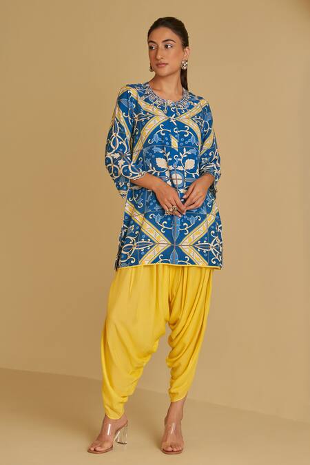 Buy Sage Saga Blue , , Veena Suvaarn Floral Print Kurta Pant Set Online at Aza Fashions Buy_Sage Saga_Blue , , Veena Suvaarn Floral Print Kurta Pant Set _Online_at_Aza_Fashions