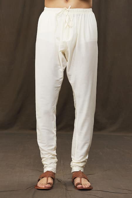 Arihant Rai Sinha_Blue Silk, Polyester Plain Kurta And Churidar Set _Online_at_Aza_Fashions