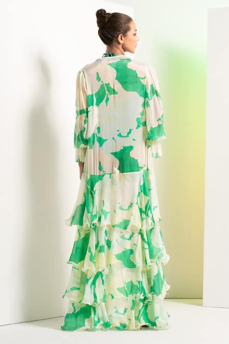 Mandira Wirk Resort Bee Vibes Floral Pattern Bodysuit With Long Cape 