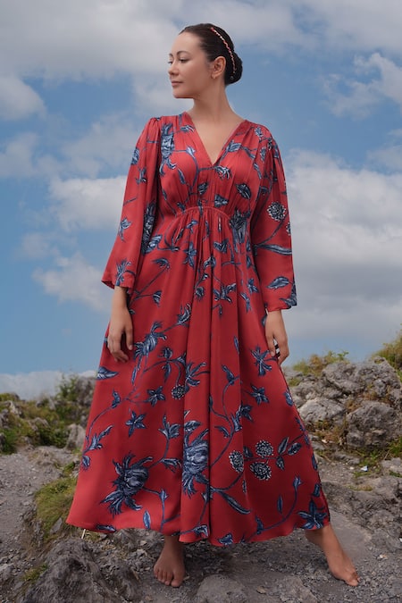 RAAS LIFE Shringara Vegan Silk Printed Maxi Dress 