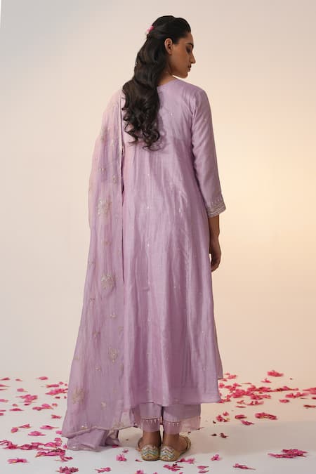 Label Mansi Nagdev Naayaab Cotton Silk Anarkali Trouser Set 
