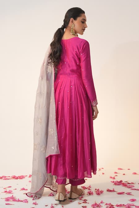 Label Mansi Nagdev Qainaat Cotton Silk Anarkali Trouser Set 