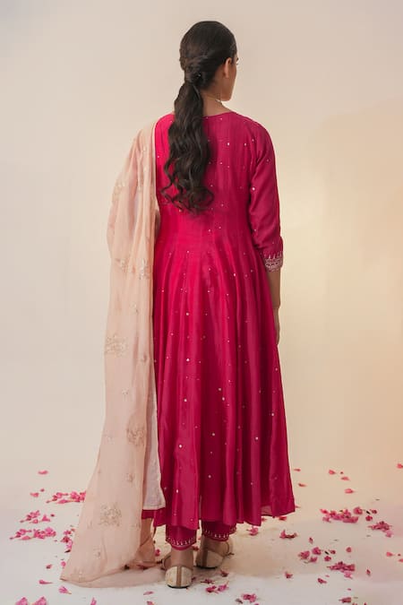 Label Mansi Nagdev Tashreen Cotton Silk Anarkali Trouser Set 