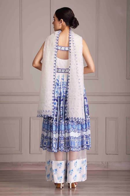 Alpona Designs By Soham Acharya Palace Print Anarkali & Flared Pant Set 