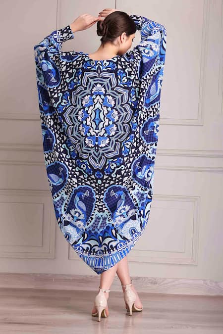 Alpona Designs By Soham Acharya Palace Print V Neck Kaftan Dress 