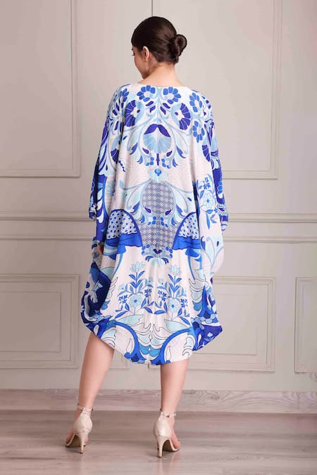 Alpona Designs By Soham Acharya Hand Embroidered & Printed Kaftan Dress 