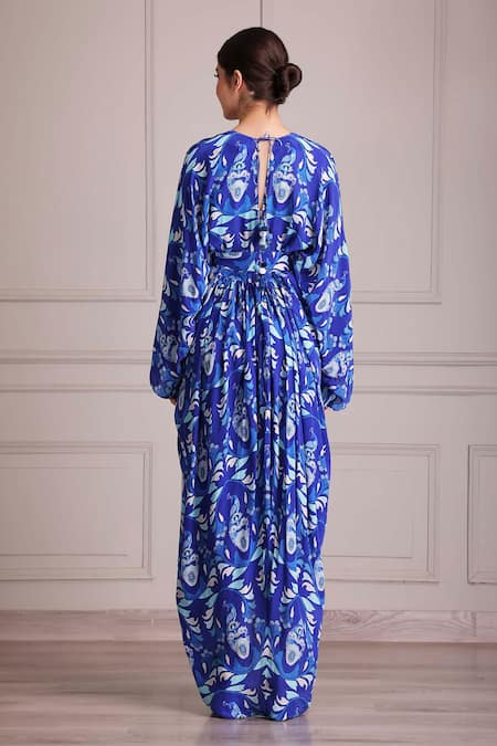 Alpona Designs By Soham Acharya Palace Print Long Dress With Belt 