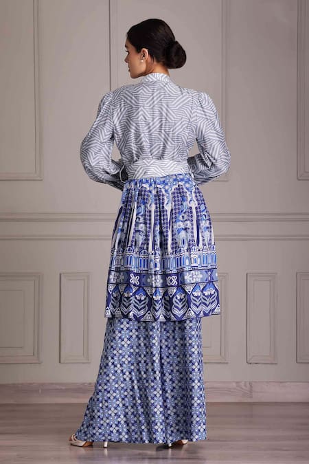 Alpona Designs By Soham Acharya Palace Print Cotton Silk Wrap Dress 