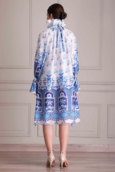 Alpona Designs By Soham Acharya Palace Print Ruffle Neck Dress 