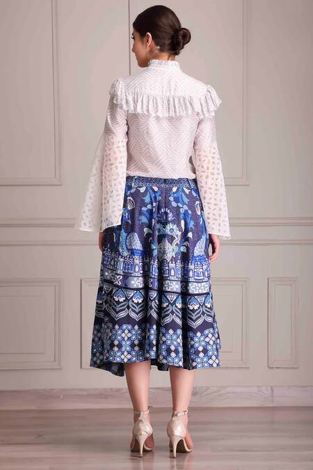 Alpona Designs By Soham Acharya Printed & Embroidered Skirt 