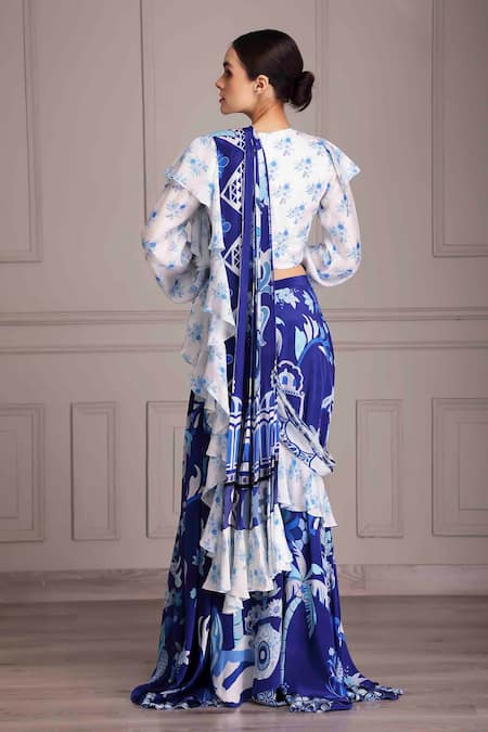 Alpona Designs By Soham Acharya Printed Skirt Saree & Blouse Set 