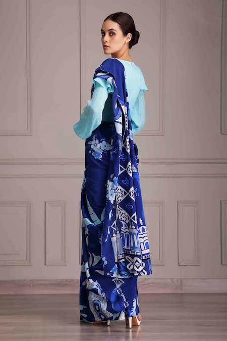 Alpona Designs By Soham Acharya Palace Print Saree & Blouse Set 