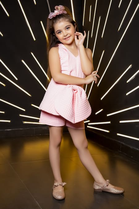 Hoity Moppet Candy Textured Peplum Top With Shorts 