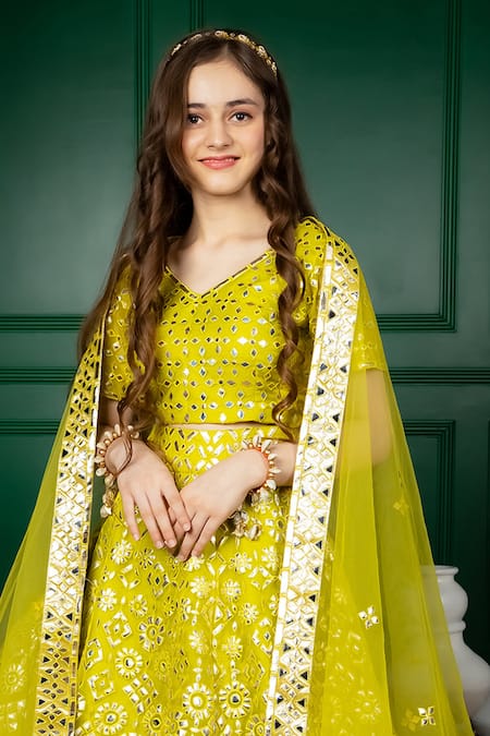 Buy Hoity Moppet Green Organza Gota Patti Itr Embroidered Lehenga Set Online at Aza Fashions Buy_Hoity Moppet_Green Organza Gota Patti Itr Embroidered Lehenga Set _Online_at_Aza_Fashions