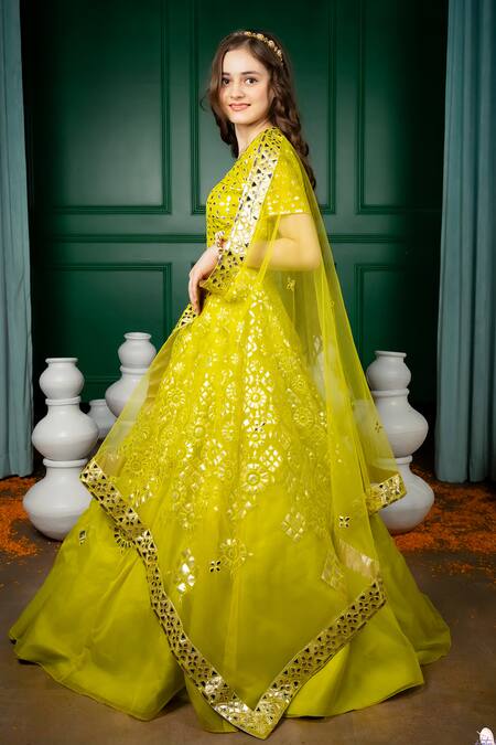 Hoity Moppet Green Organza Gota Patti Itr Embroidered Lehenga Set at Aza Fashions Hoity Moppet_Green Organza Gota Patti Itr Embroidered Lehenga Set _at_Aza_Fashions