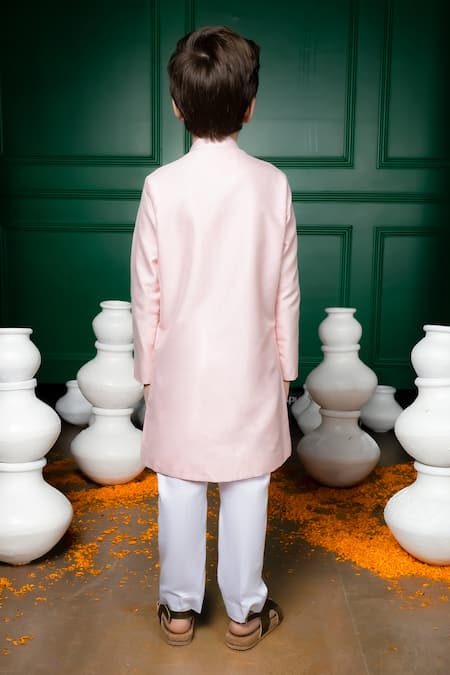 Hoity Moppet Silk Kamal Applique Embroidered Kurta With Pant 