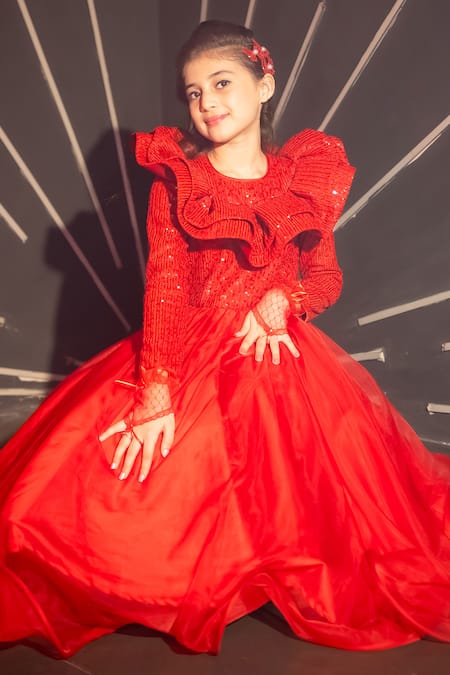 Buy Hoity Moppet Red Polyester Sequins So Chaud Embellished Gown Online at Aza Fashions Buy_Hoity Moppet_Red Polyester Sequins So Chaud Embellished Gown _Online_at_Aza_Fashions