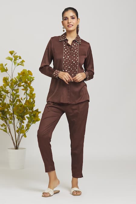 Samyukta Singhania Placement Embellished Shirt With Pant 