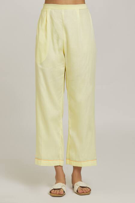 Naintara Bajaj_Yellow Chanderi, Cotton Diamonds Shawl Dori Placement Embroidery Shirt With Pant _at_Aza_Fashions