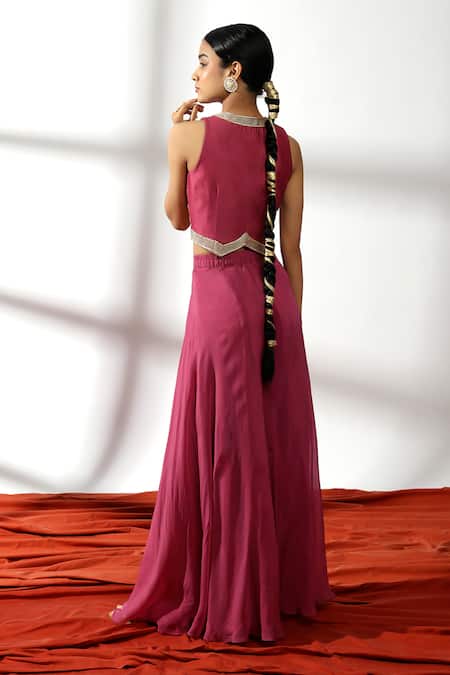 Leela By A Floral Art Dori Embroidered Waistcoat With Palazzo 