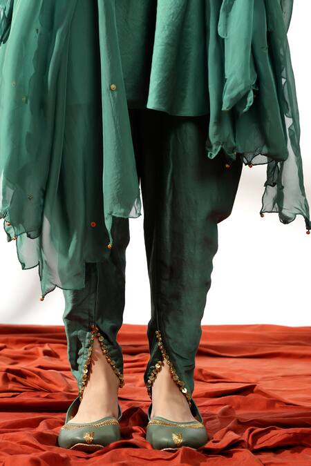 Buy Leela By A Green Organza, Chanderi, Braided Lace Yoke Embellished Kurta Dhoti Pant Set Online at Aza Fashions Buy_Leela By A_Green Organza, Chanderi, Braided Lace Yoke Embellished Kurta Dhoti Pant Set _Online_at_Aza_Fashions