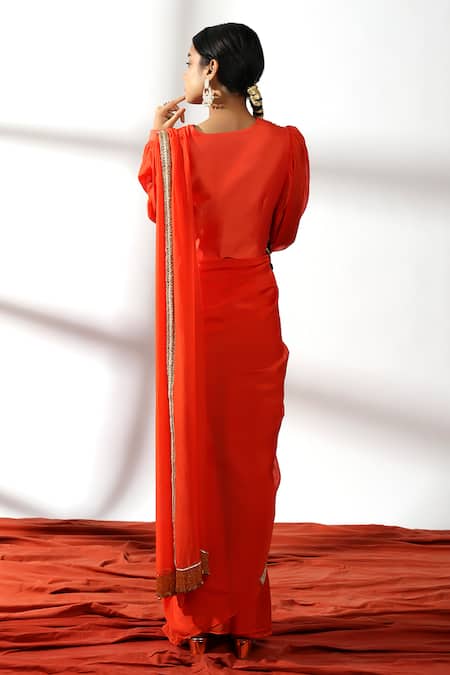 Leela By A Embellished Pallu Pre-Draped Saree With Waistcoat Blouse 