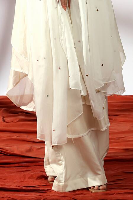 Leela By A Ivory Chanderi, Organza, Linen Sequins Round Ghungroo Embellished Anarkali Set Online at Aza Fashions Leela By A_Ivory Chanderi, Organza, Linen Sequins Round Ghungroo Embellished Anarkali Set _Online_at_Aza_Fashions