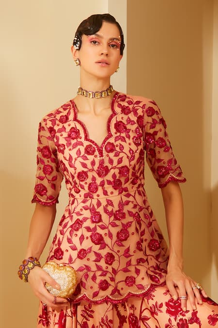 Sachkiran Bimbra Amber Printed Skirt & Peplum Kurta Set 