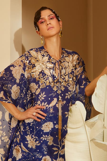 Sachkiran Bimbra Gloria Rose Print Kaftan & Pant Set 