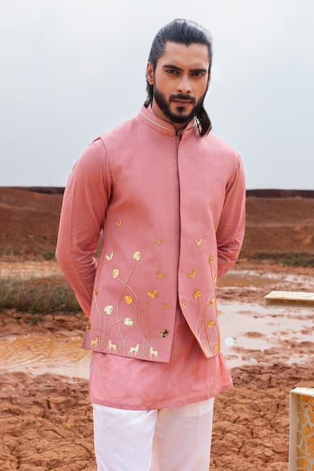 Runit Gupta Hand Embroidered Chanderi Silk Bundi 