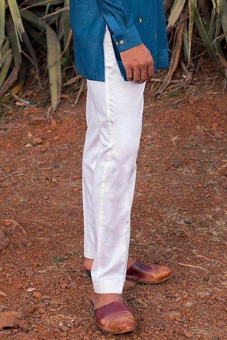 Buy Runit Gupta Blue Kurta Chanderi Silk Hand Embroidered Abstract Short Set Online at Aza Fashions Buy_Runit Gupta_Blue Kurta Chanderi Silk Hand Embroidered Abstract Short Set _Online_at_Aza_Fashions