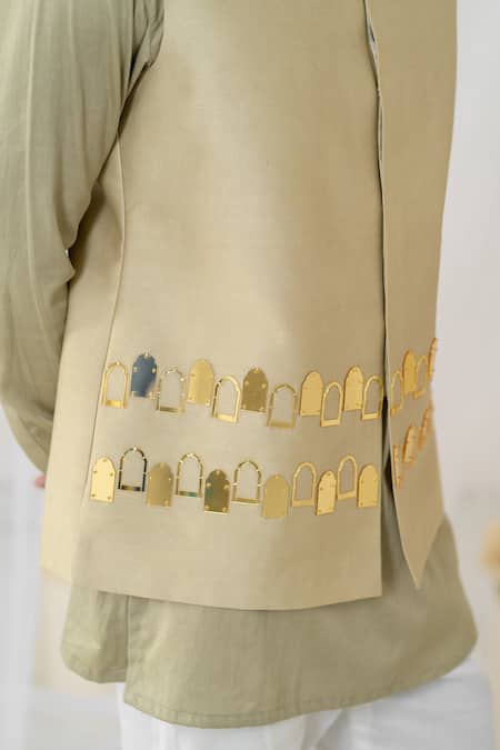 Shop_Runit Gupta_Ivory Chanderi Silk Embroidery Khidki Motifs Hand Bundi _Online_at_Aza_Fashions