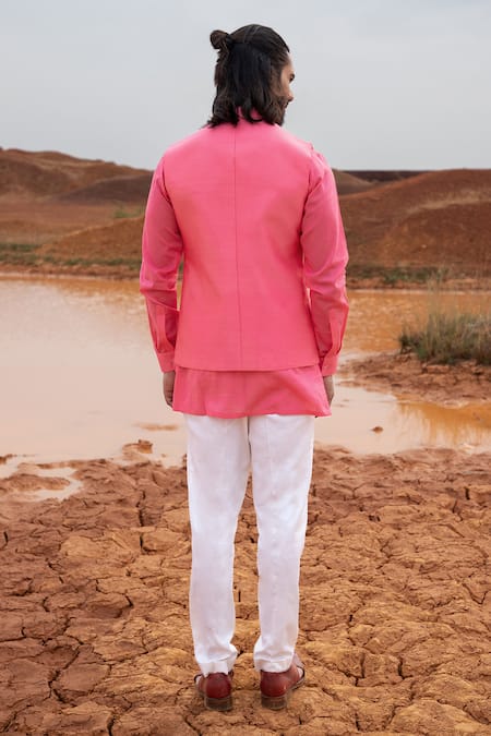 Runit Gupta Fuchsia Hand Embroidered Chanderi Bundi 